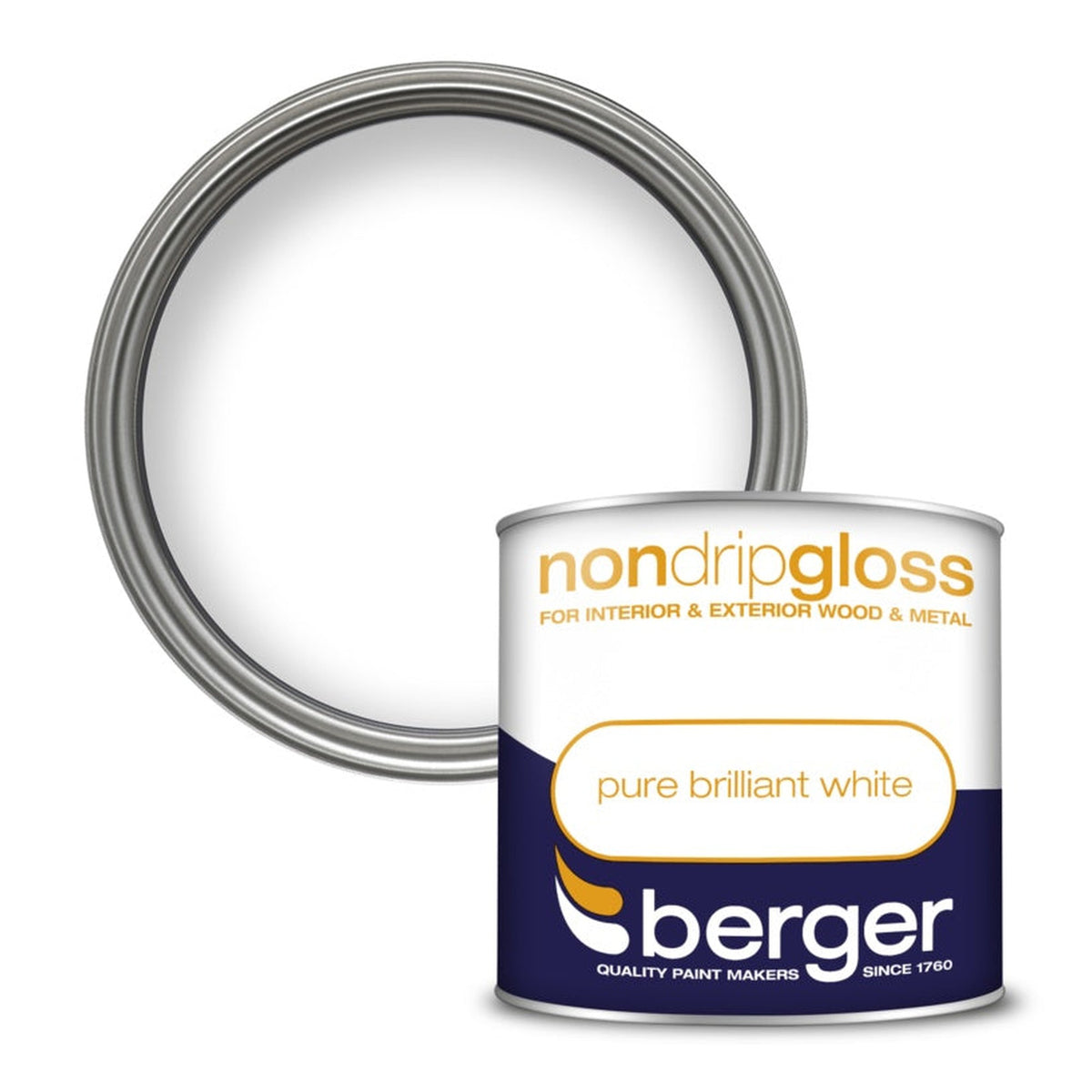 Berger Non Drip Gloss 250ml tin in Pure Brilliant White