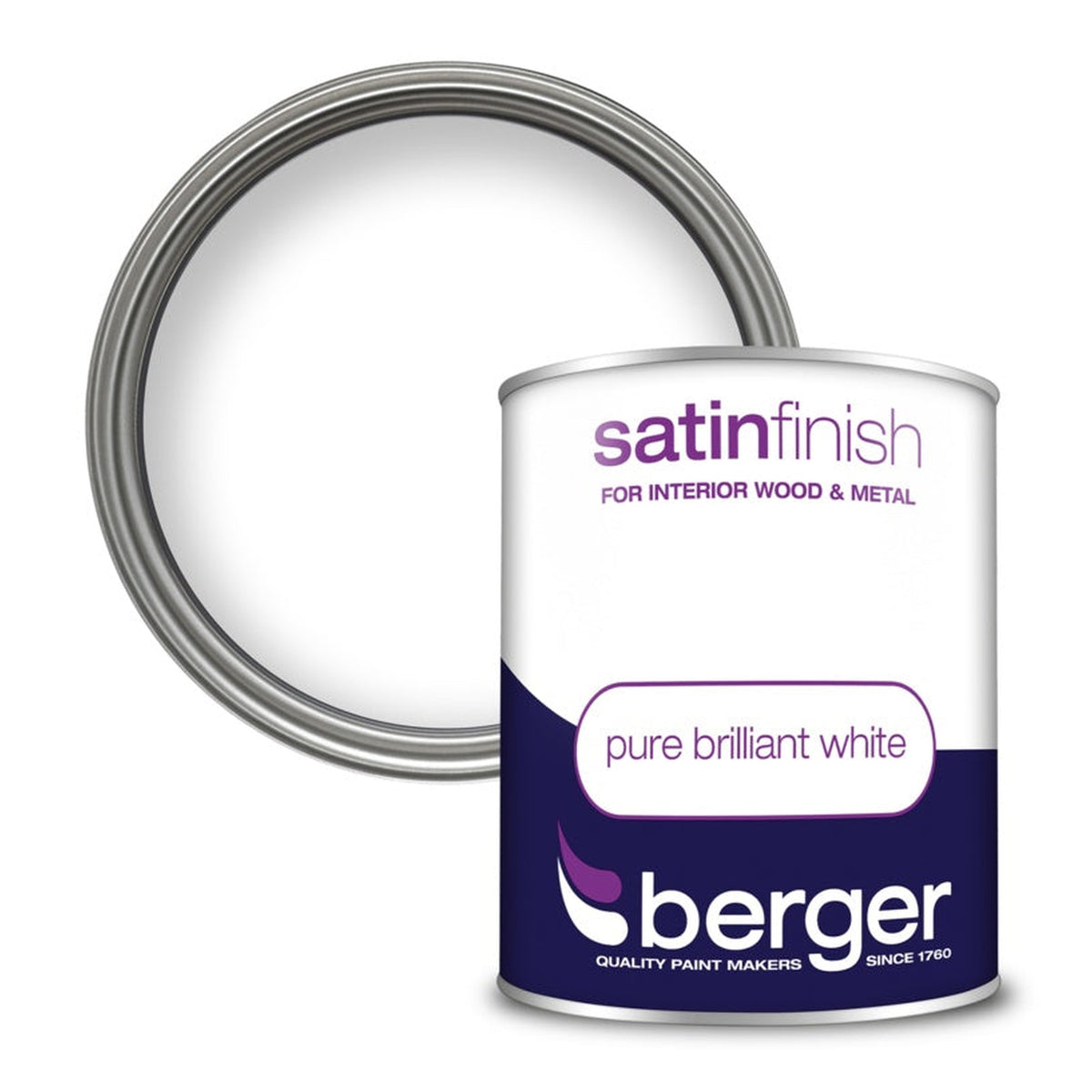 Berger Satin Sheen 750ml tin in Pure Brilliant White