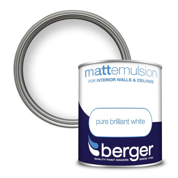 Berger Vinyl Matt 1L tin in Pure Brilliant White