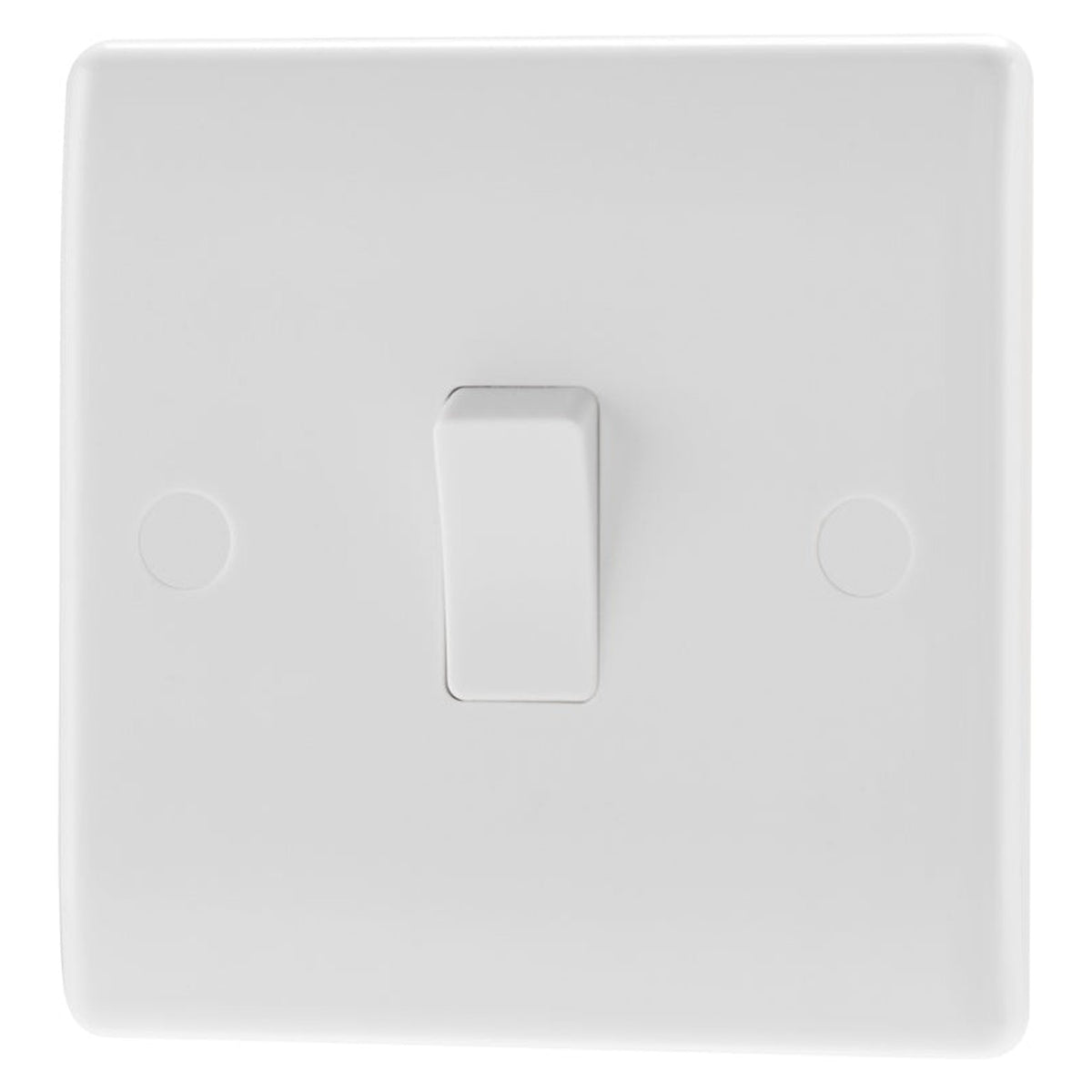 BG white round edge 1 gang 1 way 10A light switch