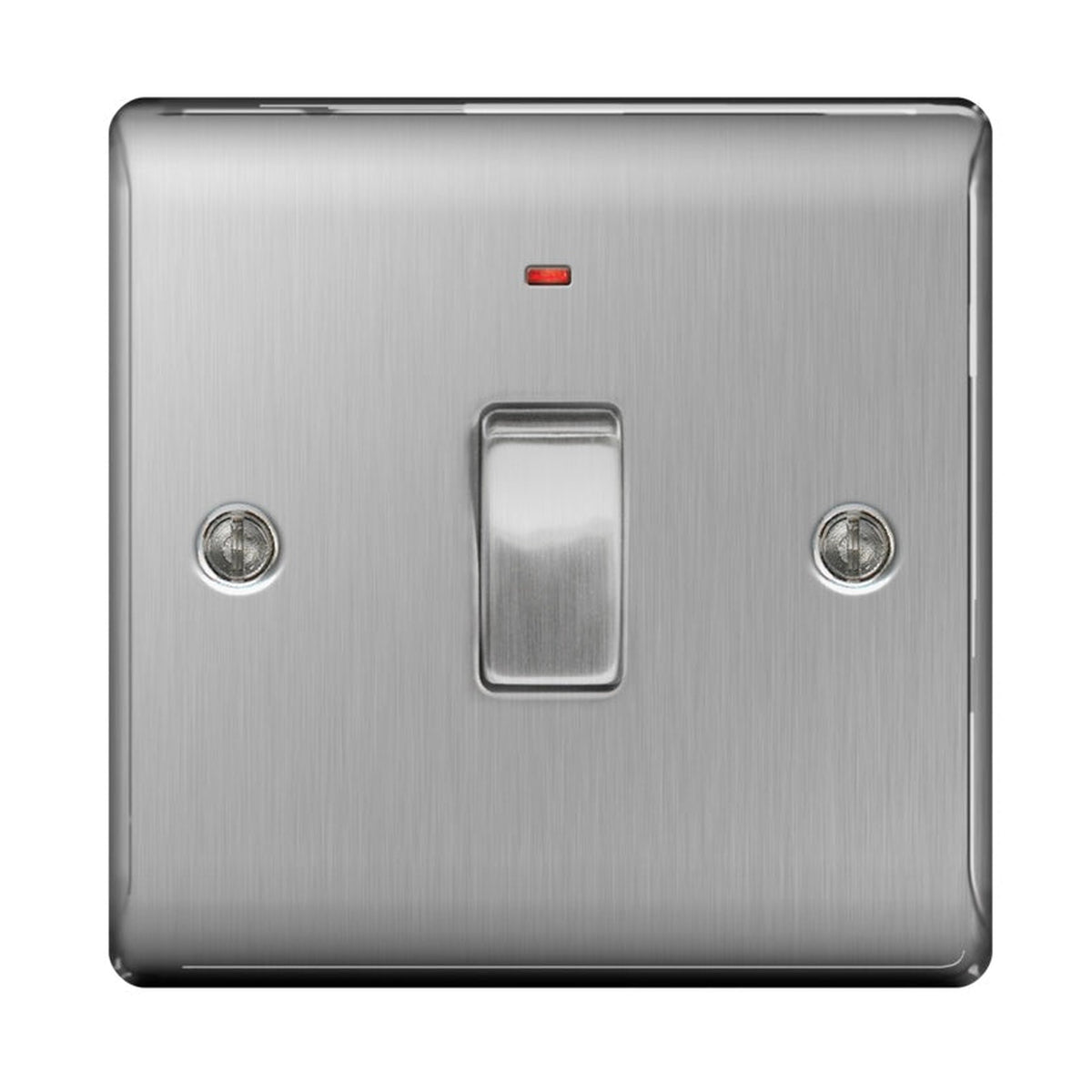 BG brushed steel 20A double pole switch with neon indicator