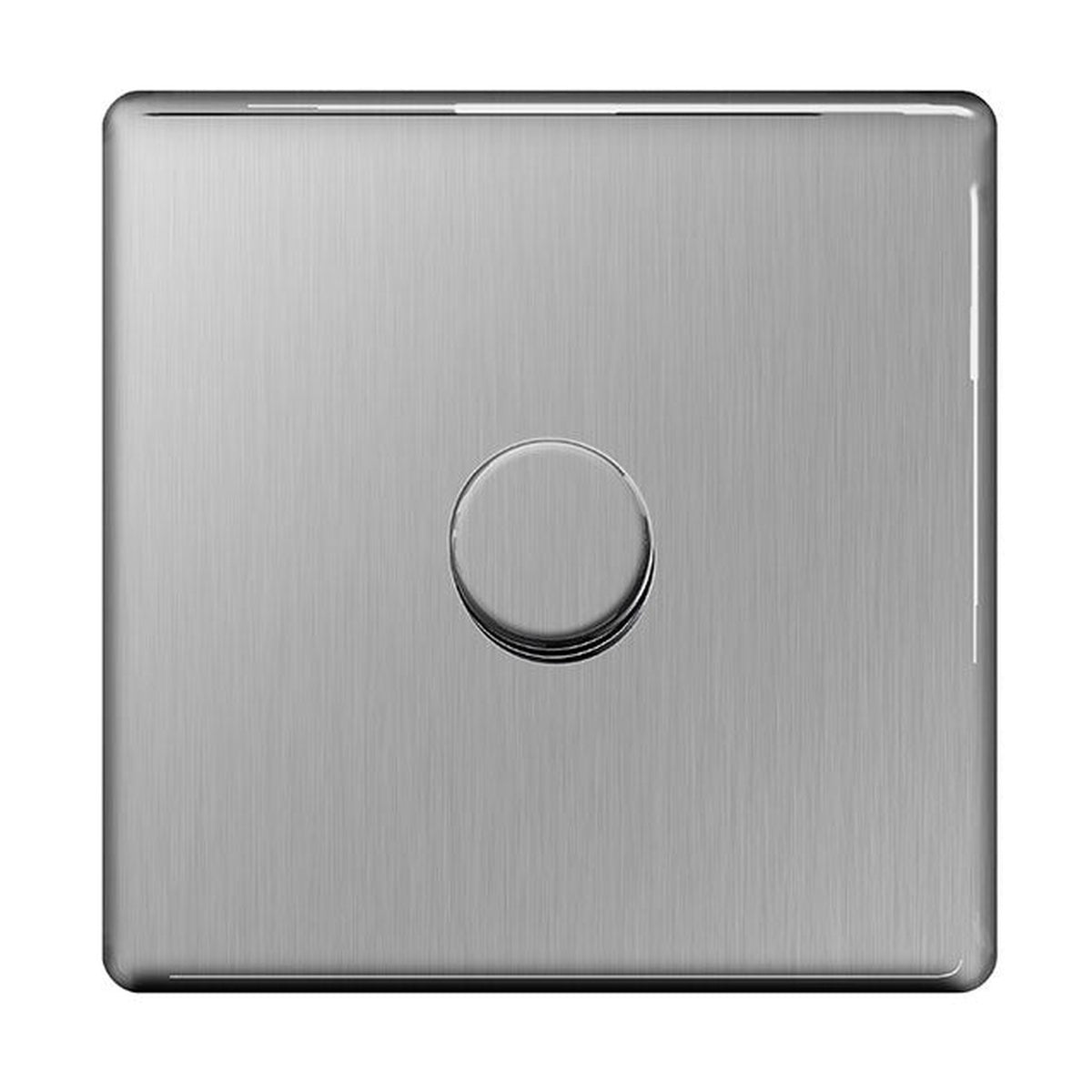 BG brushed steel 1 gang push on/off dimmer switch