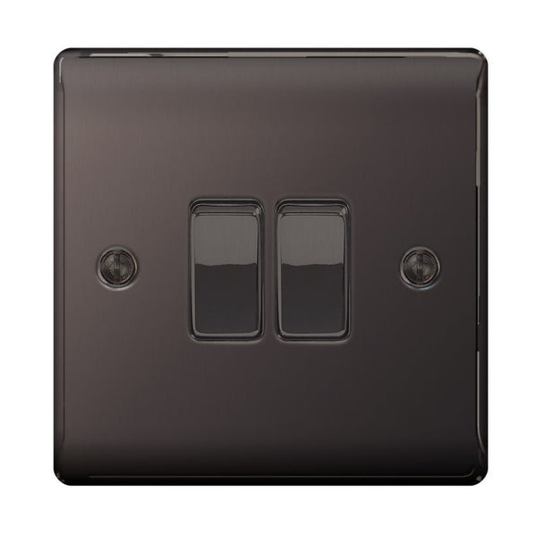 BG Nexus black nickel 2 gang plate switch