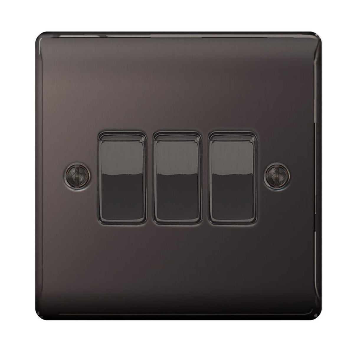 BG Nexus Metal black nickel 3 gang 10AX plate switch