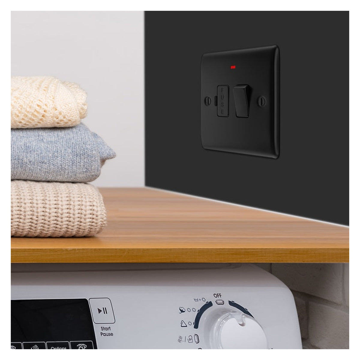 BG matt black 13A switched fused connection unit