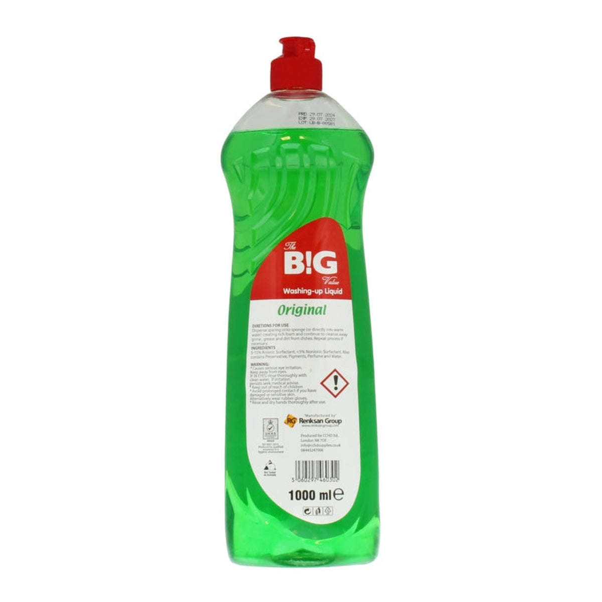 BG Washing Up Liquid 1L bottle, apple scent, view 2