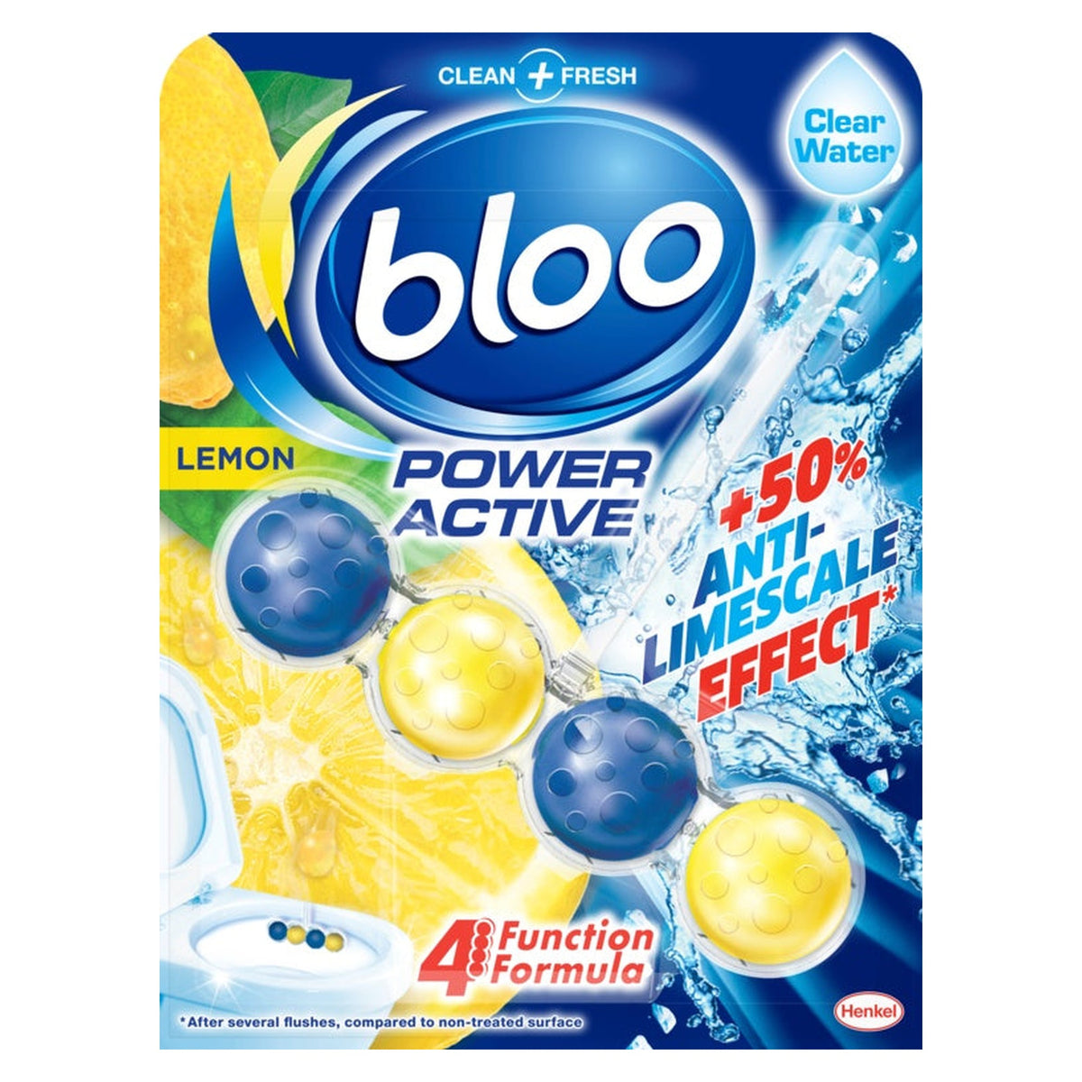 Bloo Power Active Clear Water lemon toilet rim block