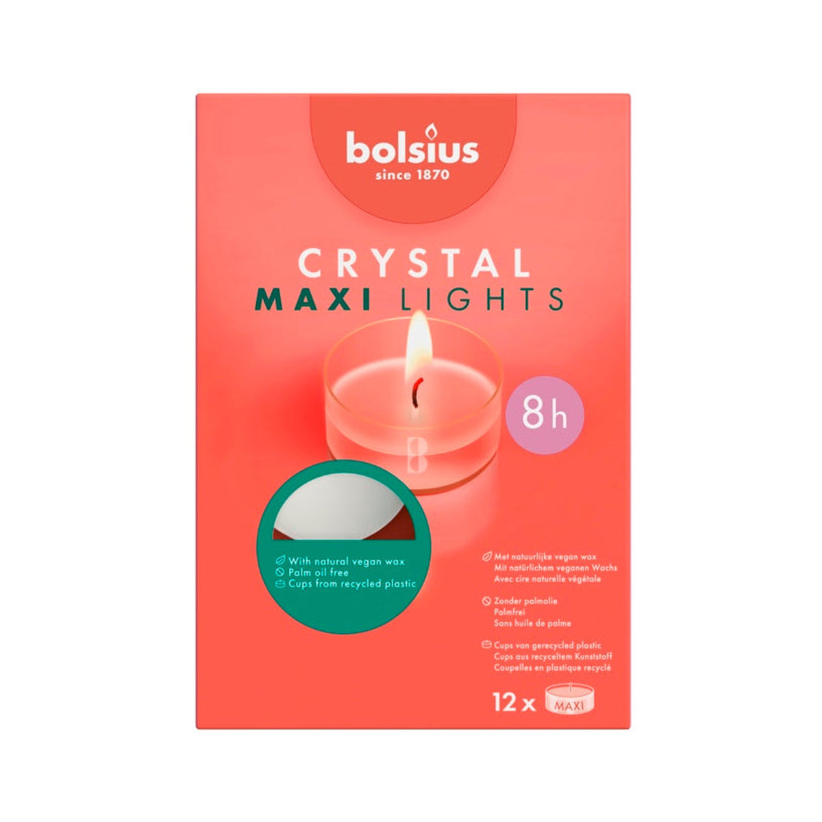 Box of 12 Bolsius Maxi Light white candles