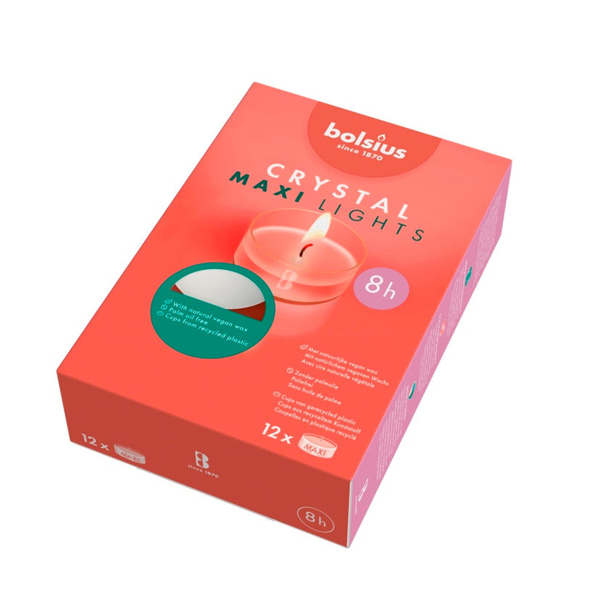 Box of 12 Bolsius Maxi Light white candles, view 2