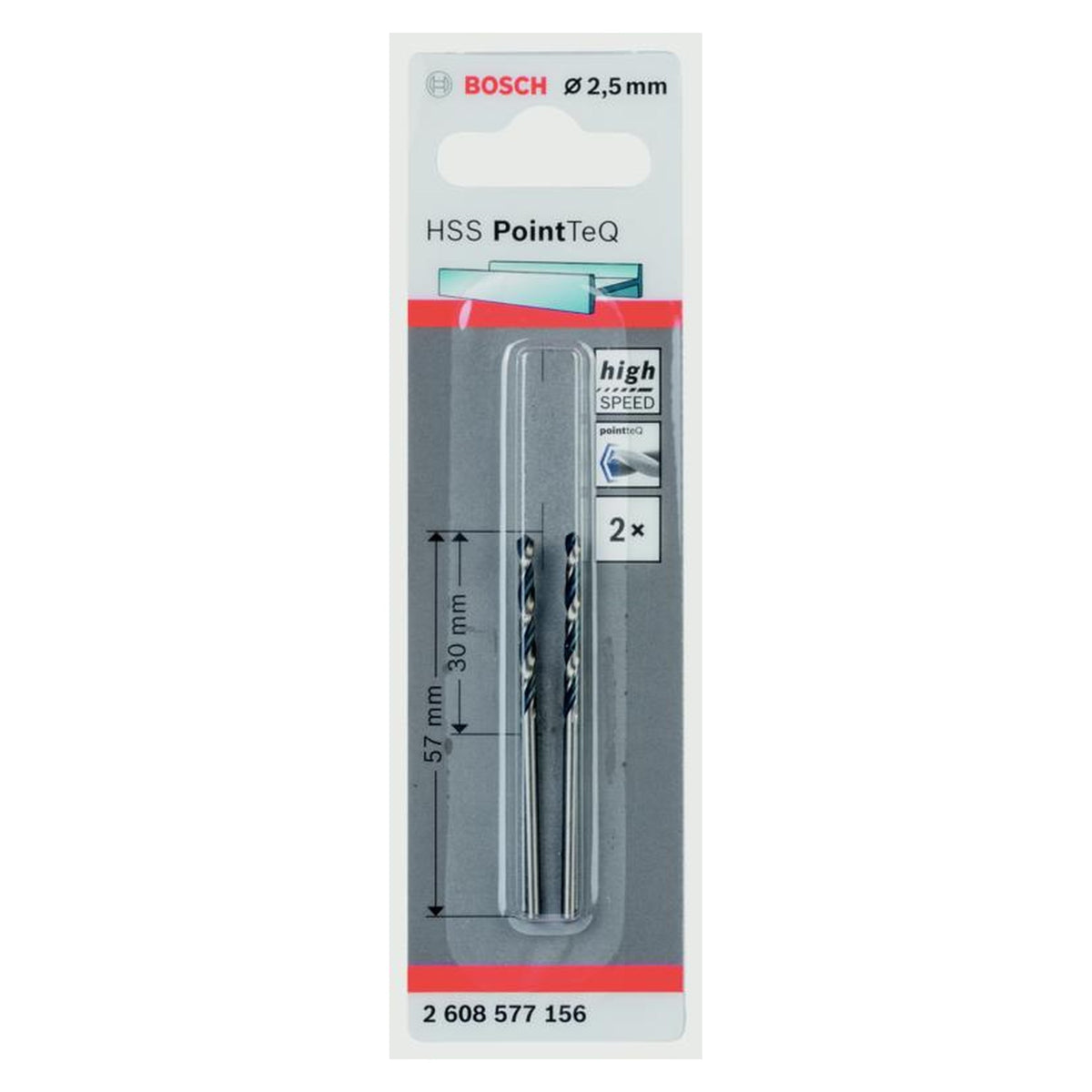 Pack of 2 Bosch HSS PointTeQ 2.5mm drill bits