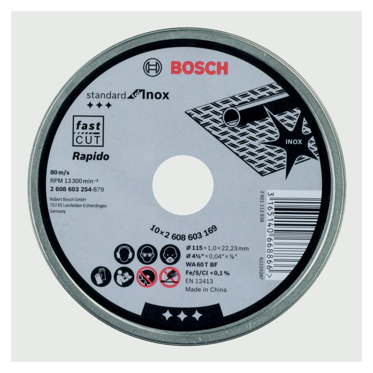 Bosch Rapido 115mm metal cutting discs pack of 10