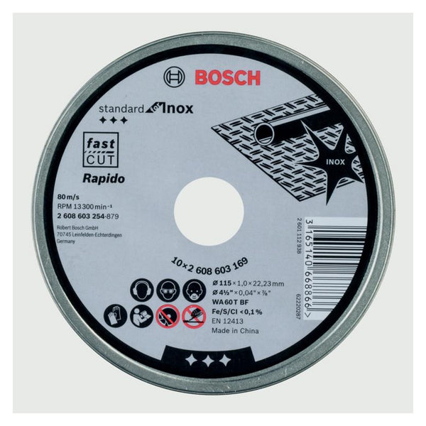 Bosch Rapido 115mm metal cutting discs pack of 10