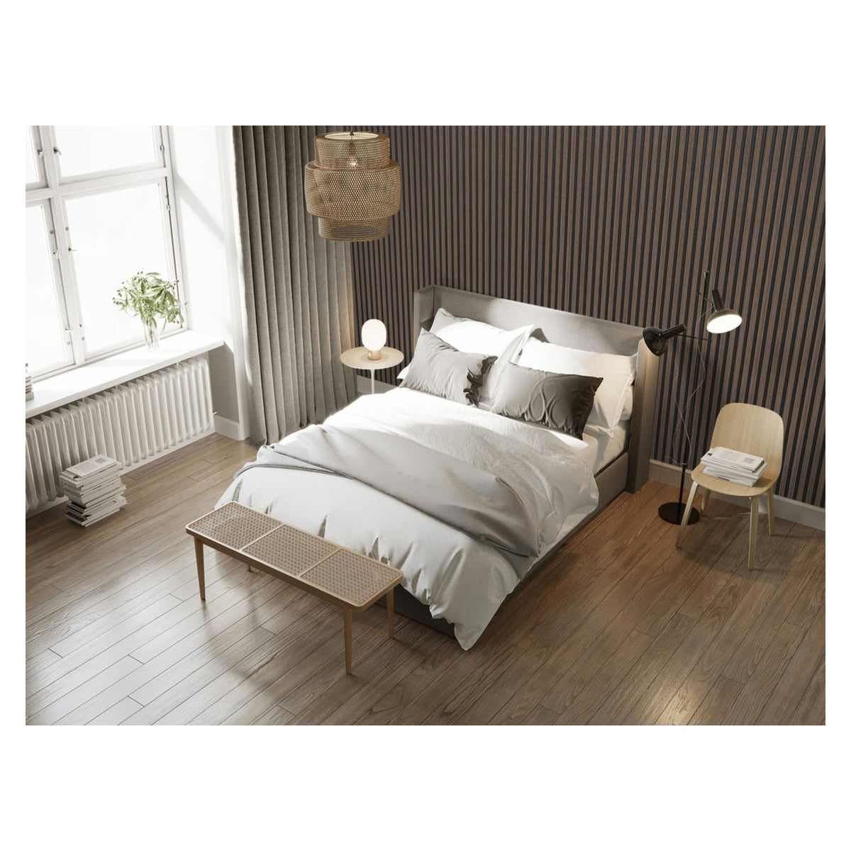 Bosco 3D wall panel RH trim in walnut, 2.6m