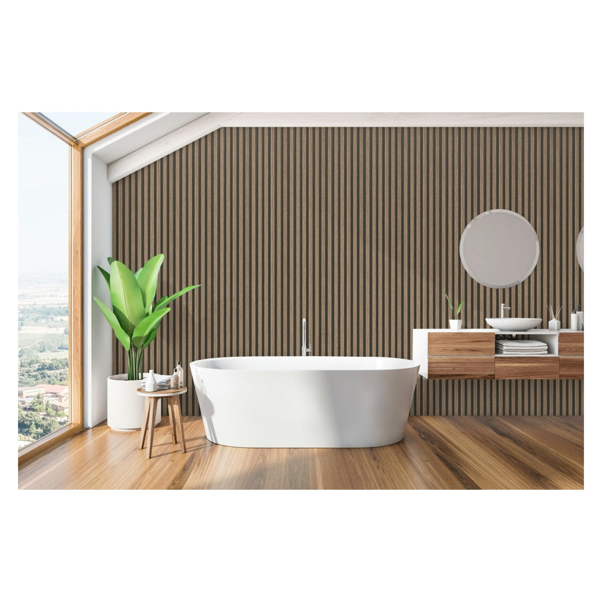 Bosco 3D wall panel RH trim in walnut, 2.6m, view 3