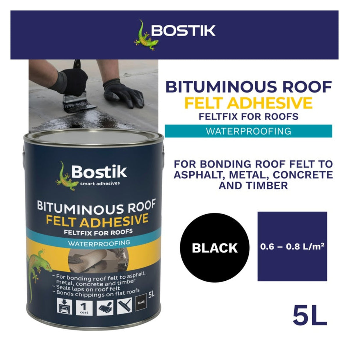 Bostik Feltfix roofing felt adhesive 5L, view 2
