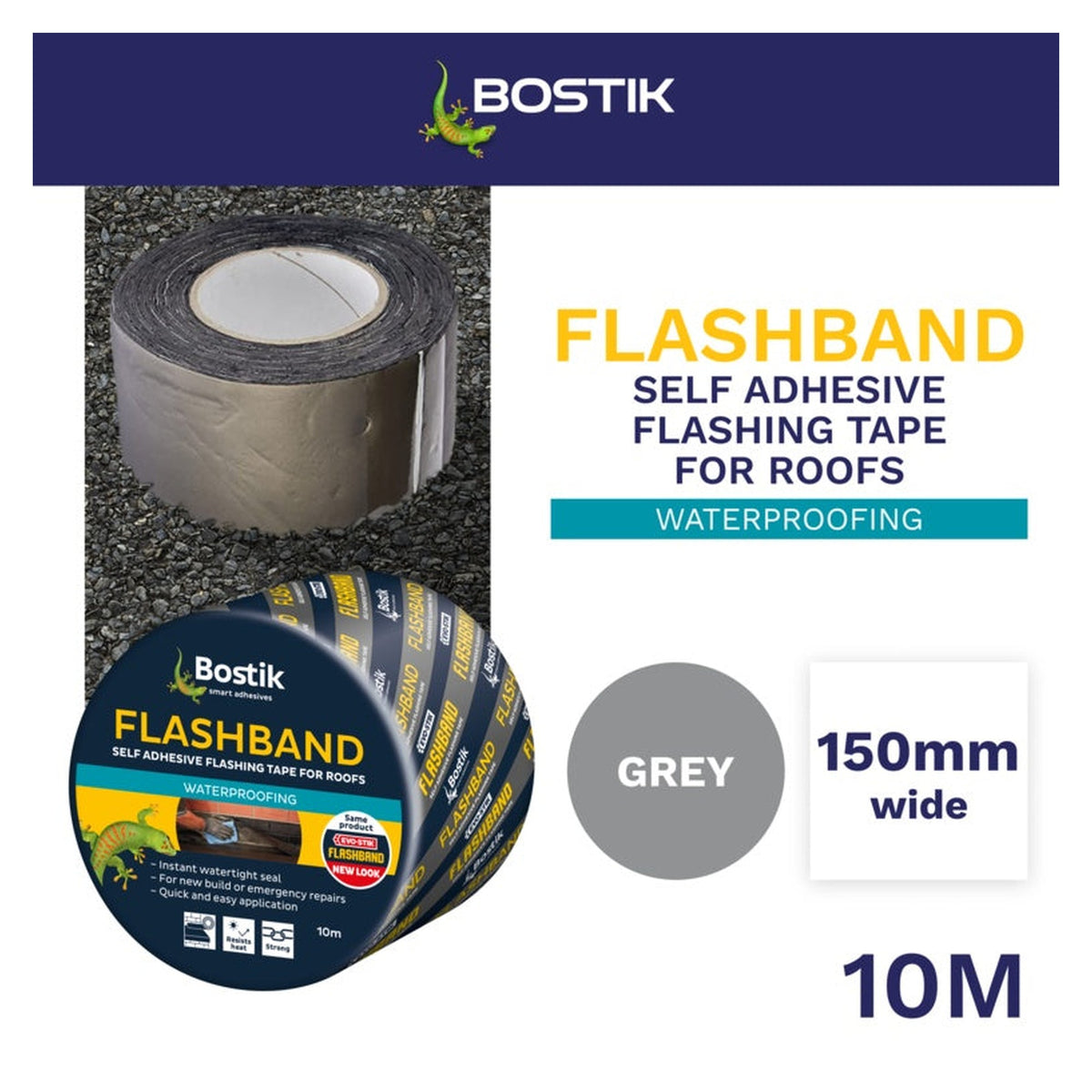 Bostik Flashband Original grey flashing tape 10m x 150mm, view 4