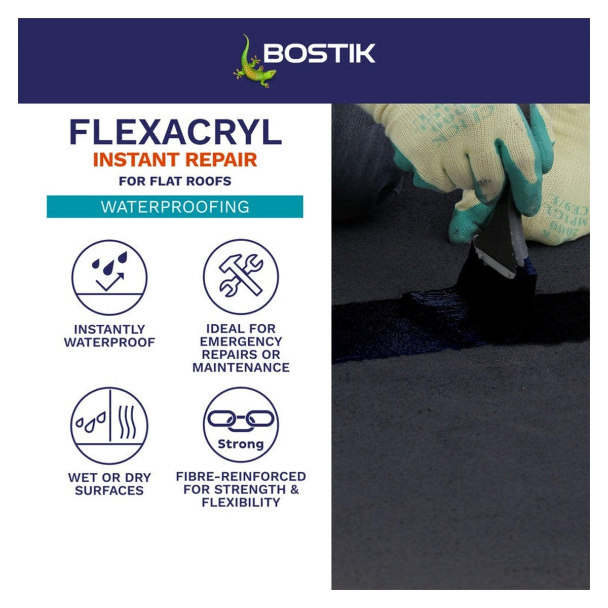 Bostik Flexacryl Instant Repair 5kg black waterproofer, view 2