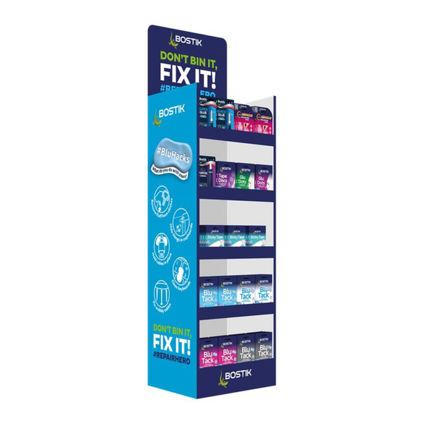 Bostik stationery floor standing display unit