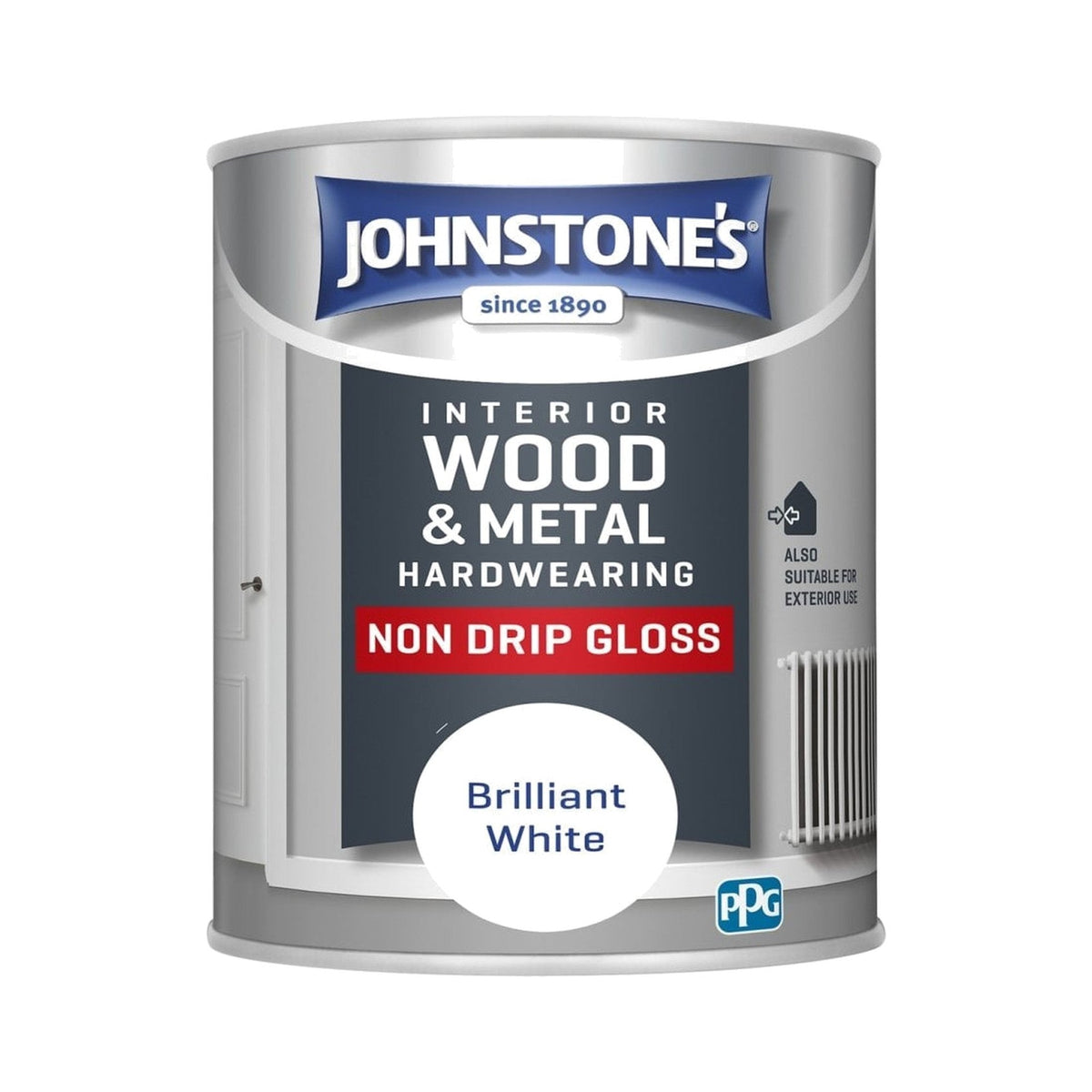 Johnstone's Quick Dry Gloss Paint, Brilliant White, 750ml