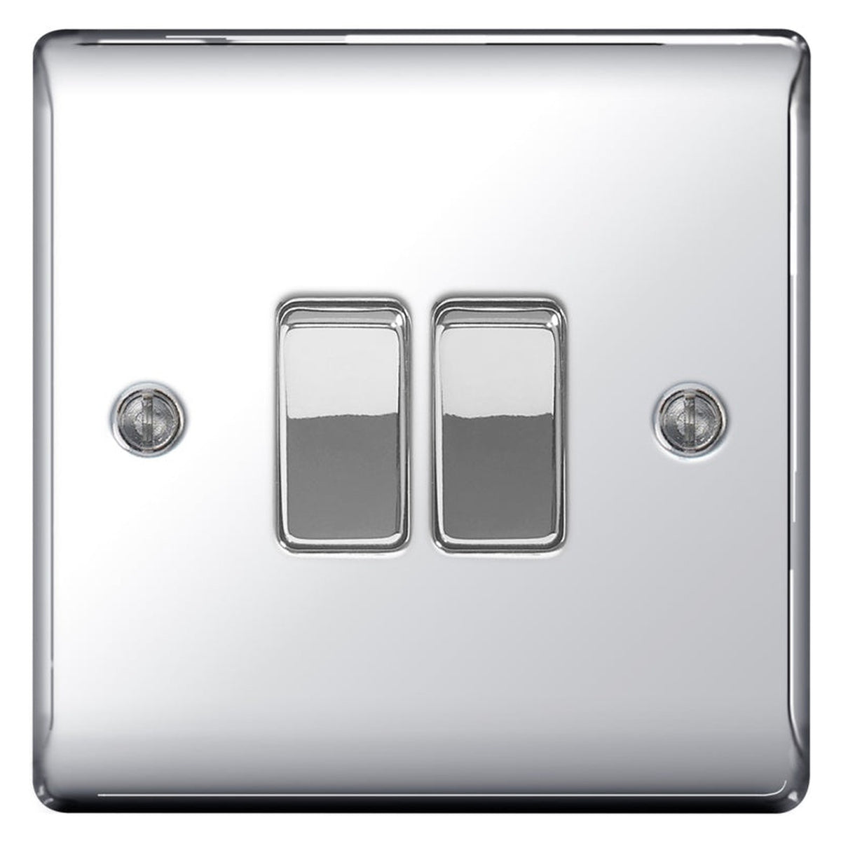 BG metal chrome 10A 2 gang 2 way plate switch
