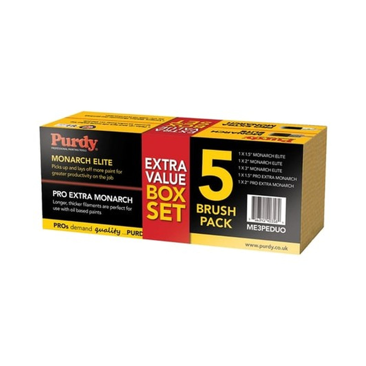 Purdy Monarch Elite & Pro Extra Monarch Paint Brush Set, Pack of 5