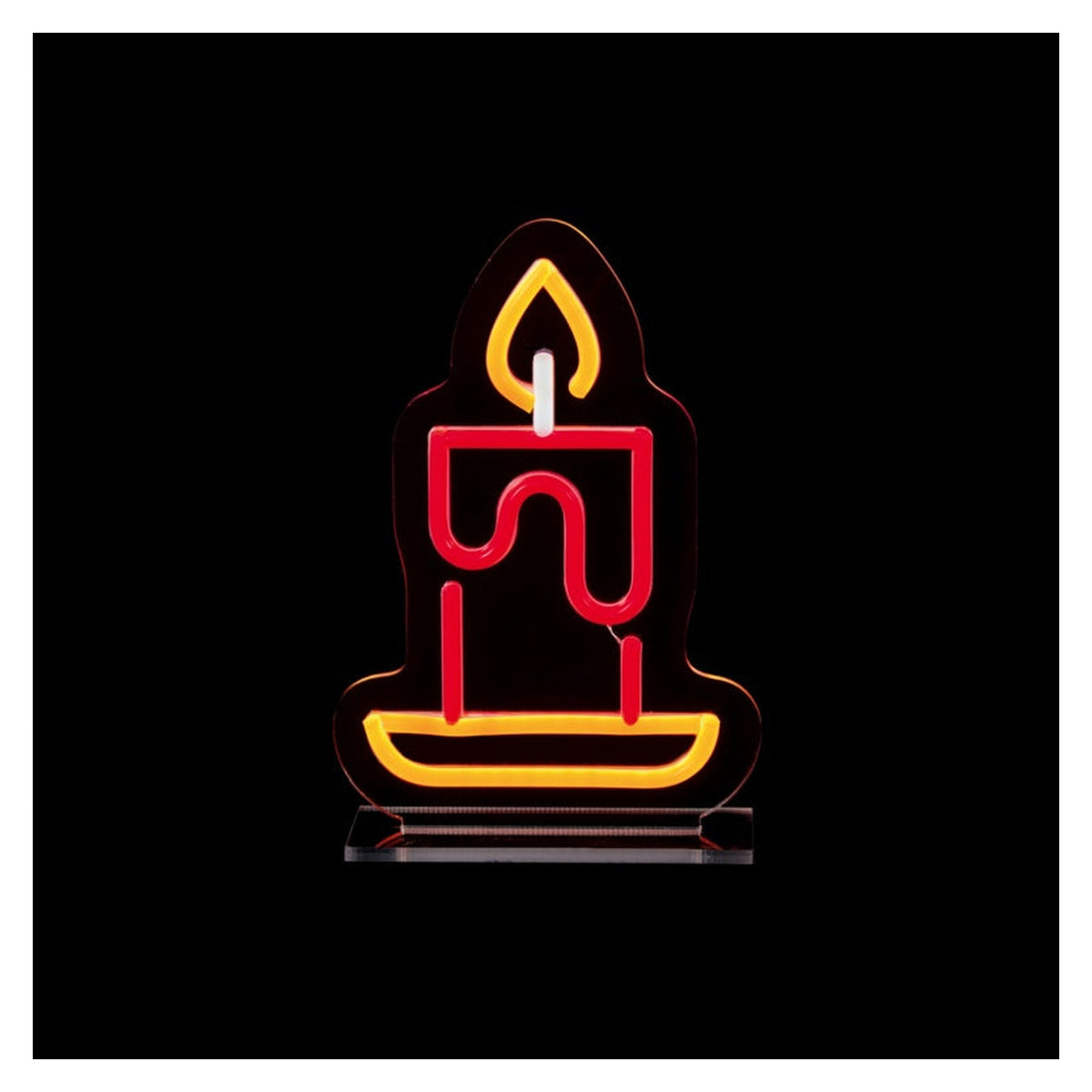 Candle Design Table Top Lit Neon Sign - 25cm