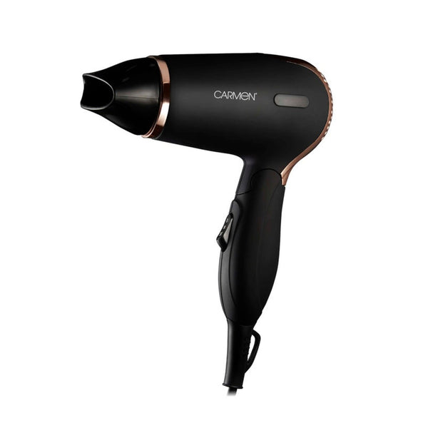 Carmen Noir 11 travel hair dryer in black, 1200W