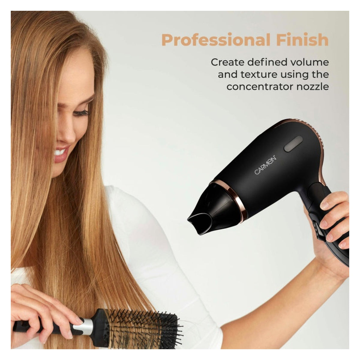Carmen Noir 11 travel hair dryer in black, 1200W, view 5