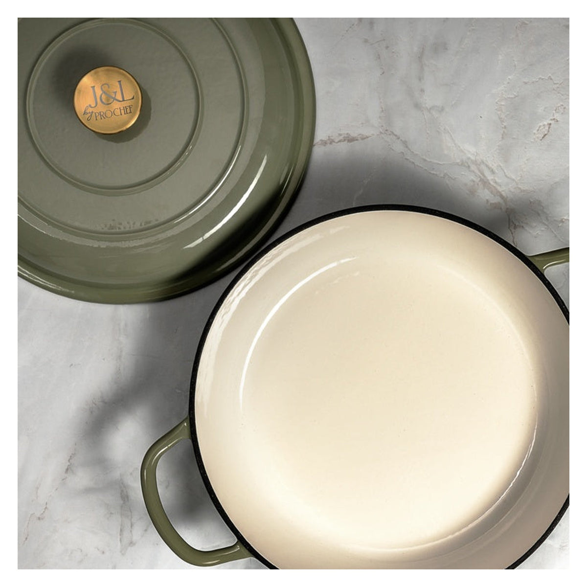 Cast Iron Sage Green Casserole - 30cm Shallow, view 2