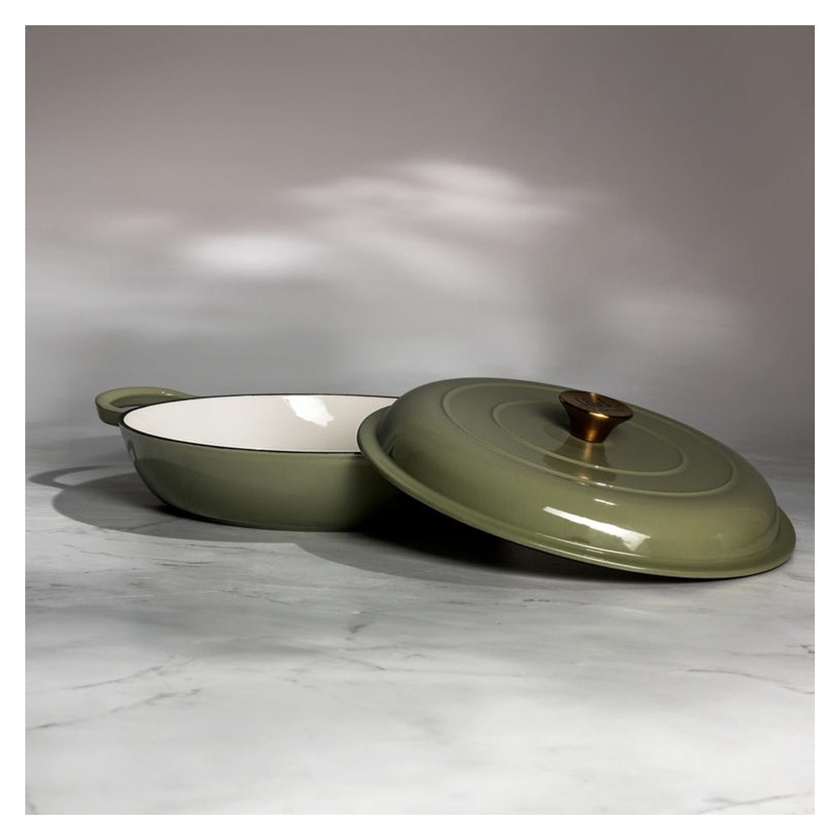 Cast Iron Sage Green Casserole - 30cm Shallow, view 4