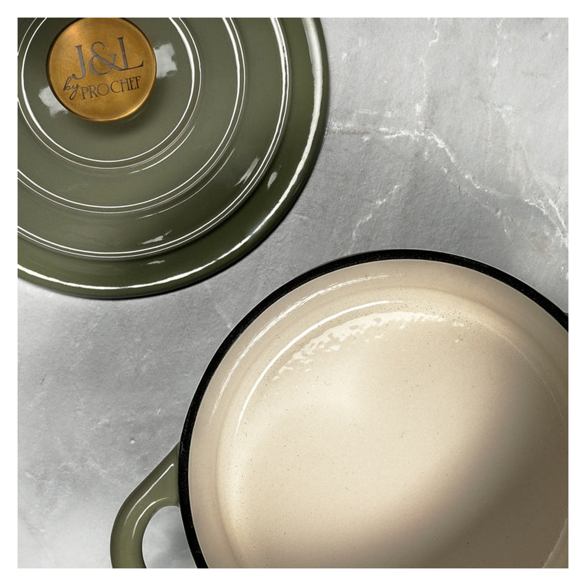 Cast Iron Sage Green Round Casserole - 21cm, view 5