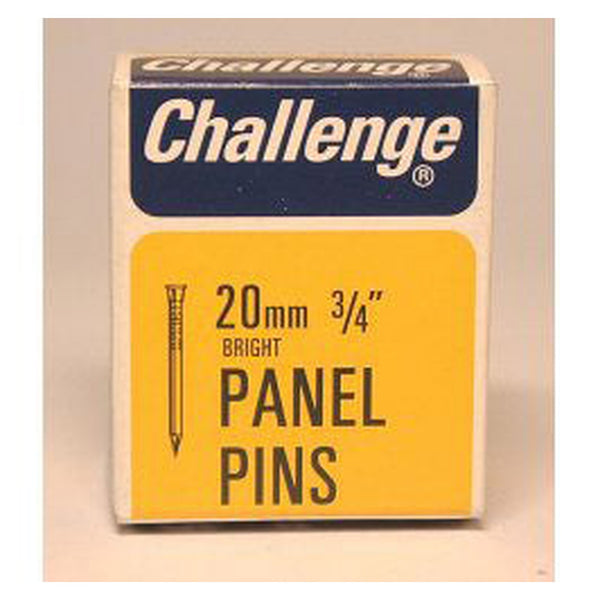 Challenge bright steel panel pins 20mm, 50g box