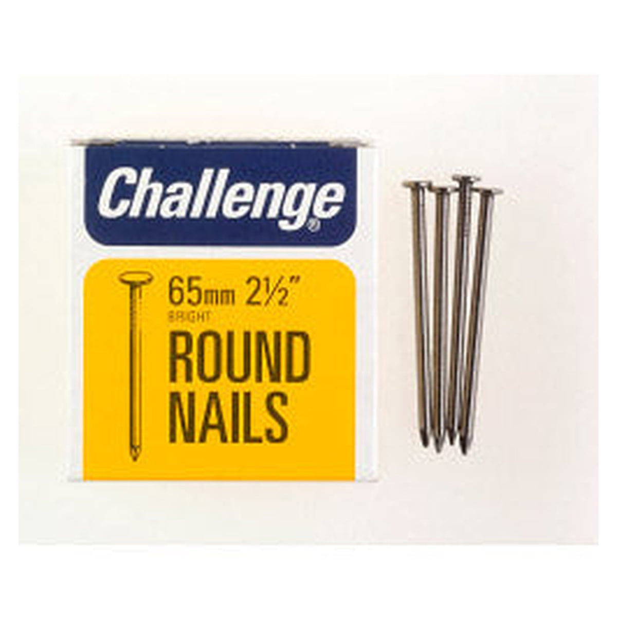 Challenge bright steel round wire nails 65mm, 225g box