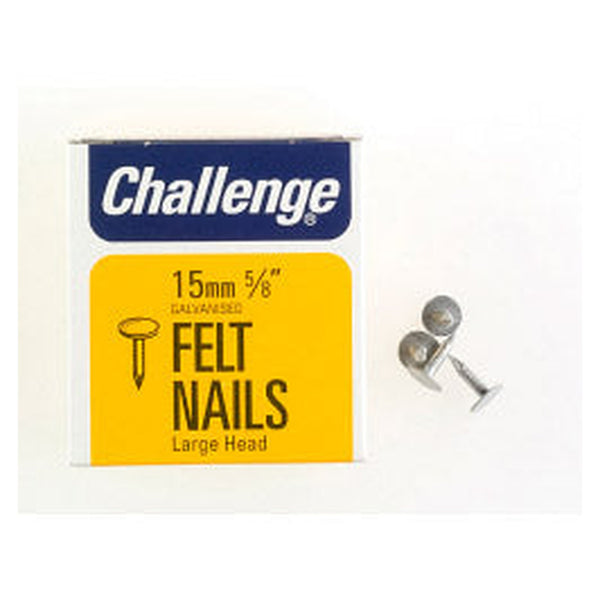 Challenge 15mm galvanised extra large head felt clout nails, box