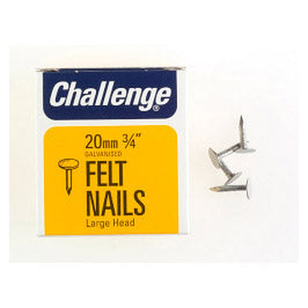 Challenge galvanised extra large head felt nails 20mm