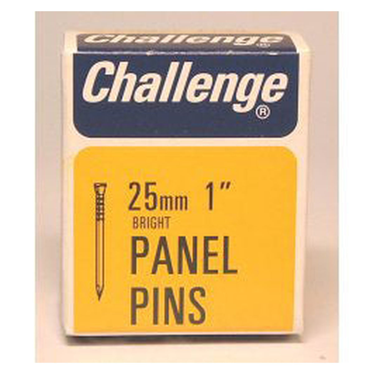 Challenge bright steel panel pins 25mm, 50g box