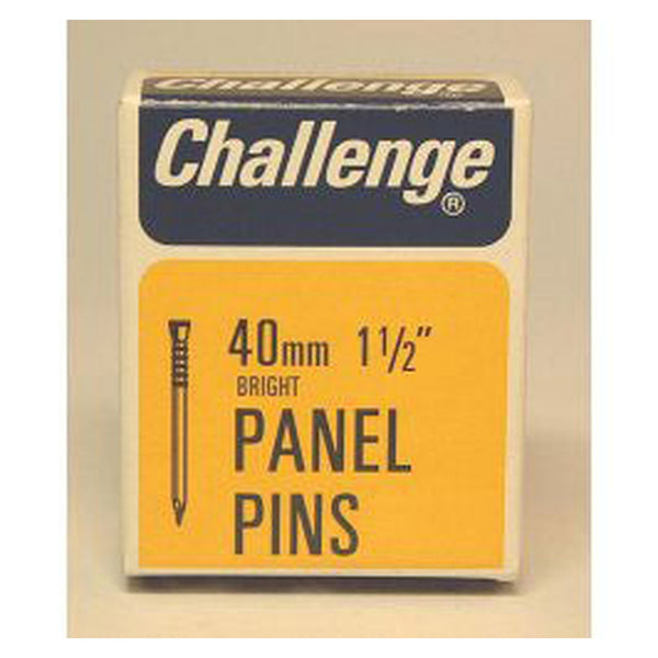 Challenge 40mm bright steel panel pins, 40g box
