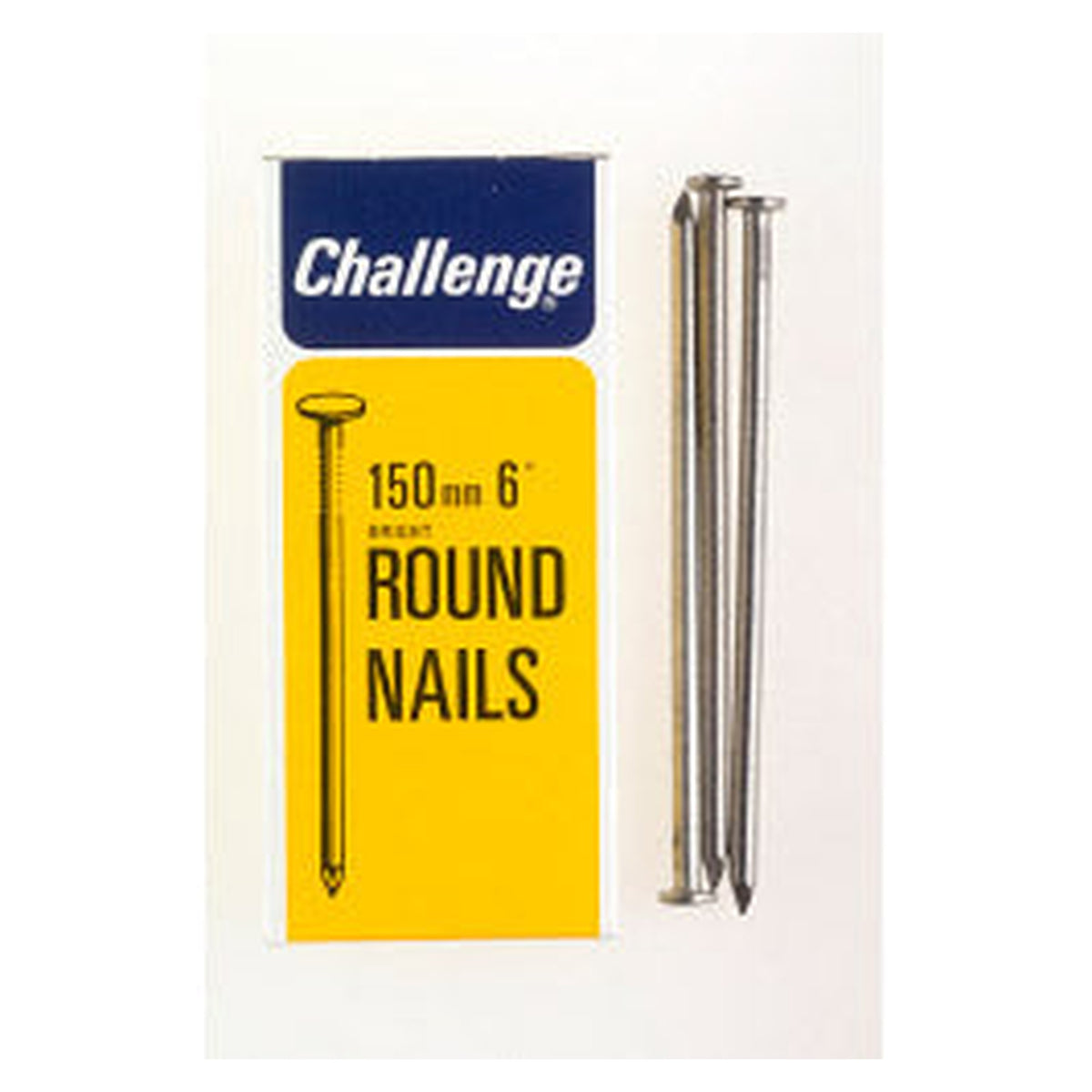 Box of Challenge 150mm bright steel round wire nails, 500g