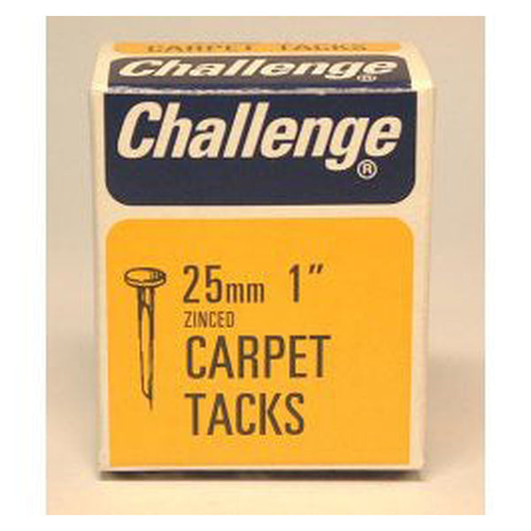 Challenge zinc plated 25mm carpet tacks 40g box