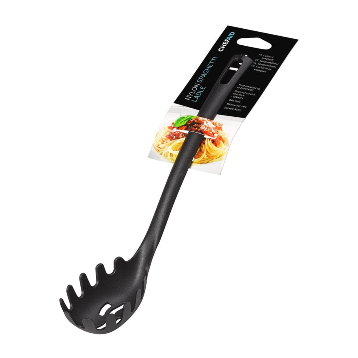 Chef Aid black nylon spaghetti ladle, view 2