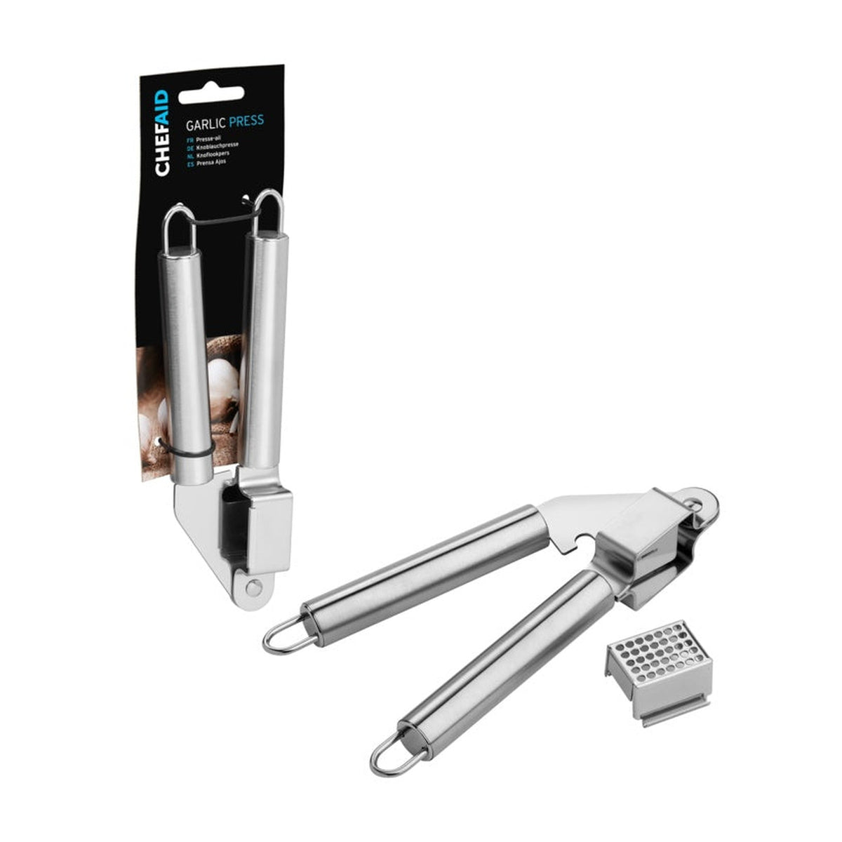 Chef Aid stainless steel garlic press, view 2
