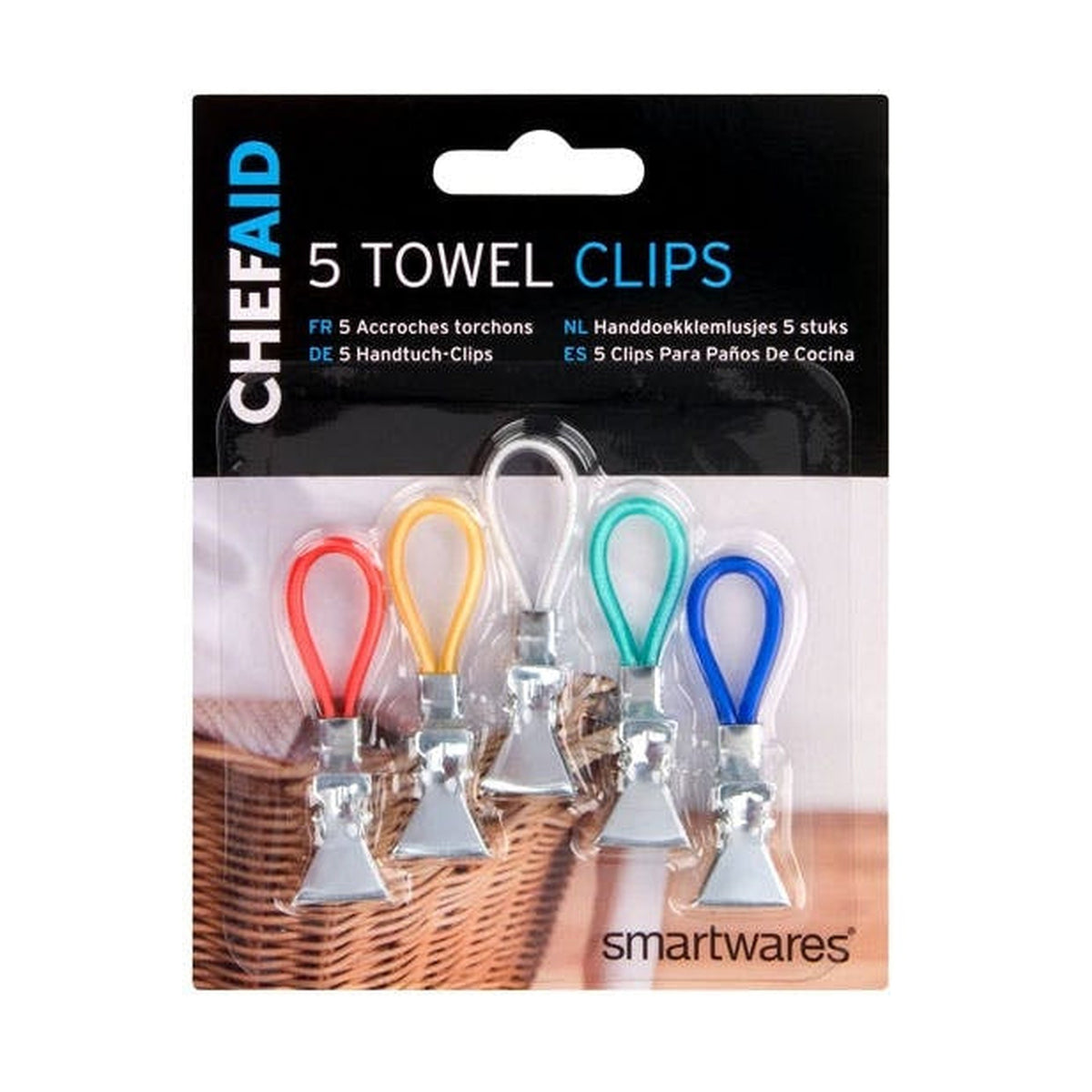 Chef Aid towel clips, pack of 5 assorted colours