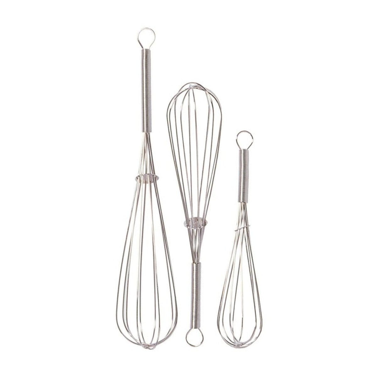 Set of 3 Chef Aid metal whisks, view 2