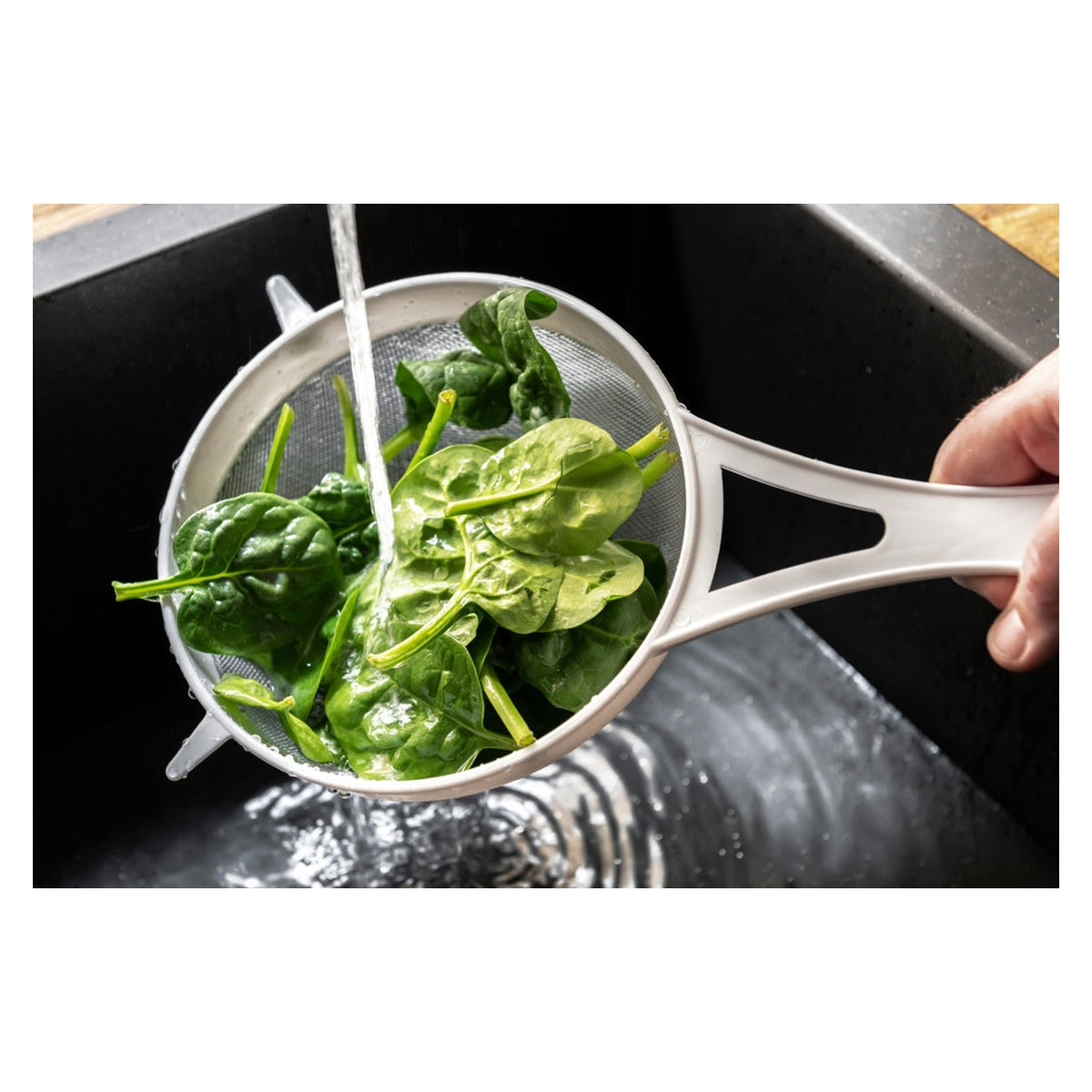 Chef Aid 12cm white plastic nylon mesh strainer, view 2