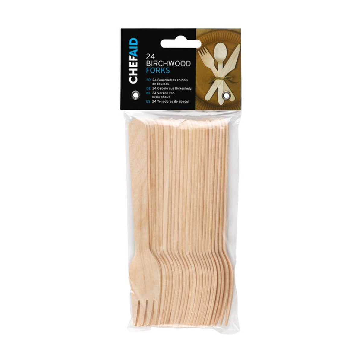 Pack of 24 Chef Aid wooden cutlery forks
