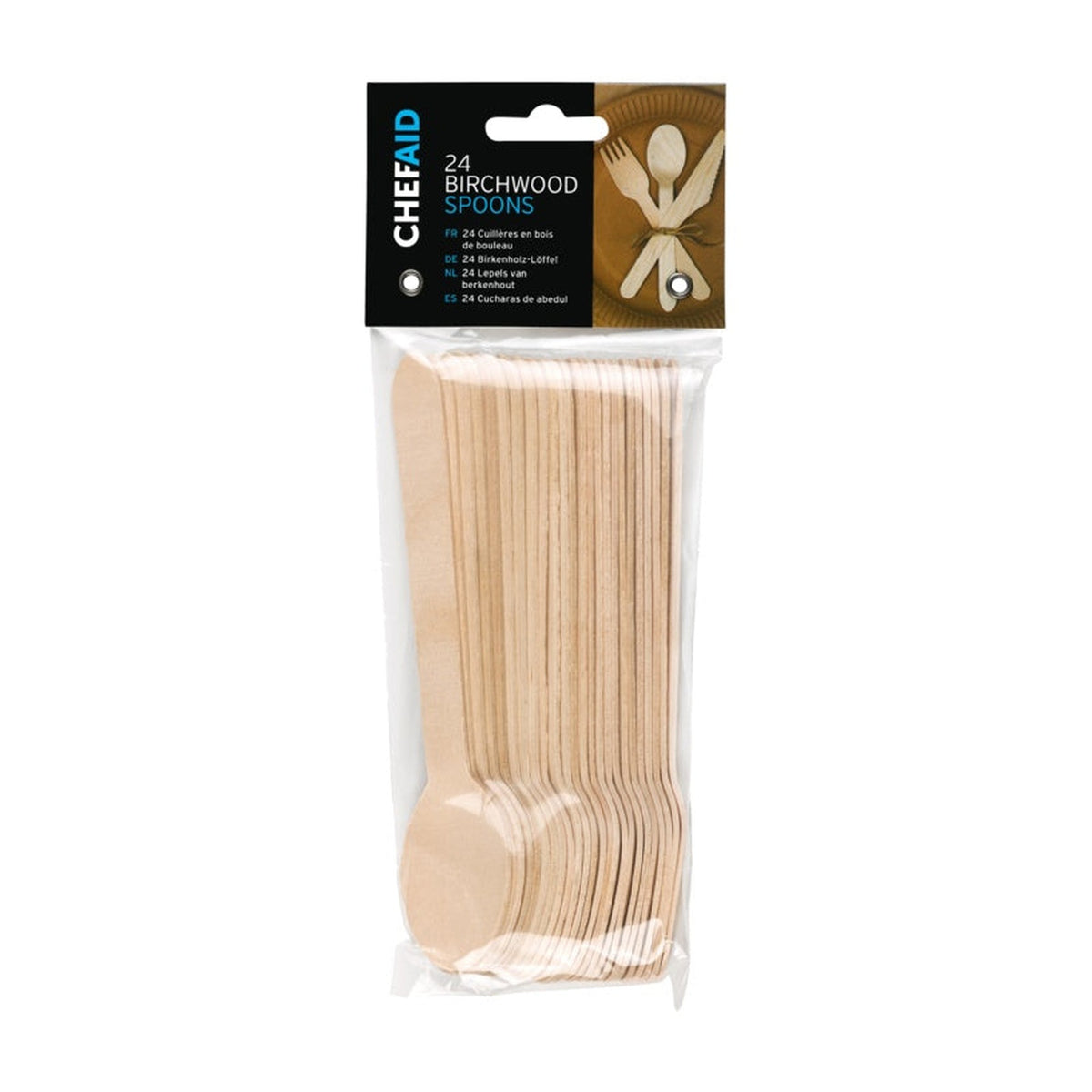 Chef Aid birchwood wooden spoons, pack of 24