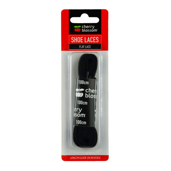 Cherry Blossom black flat shoe laces 100cm