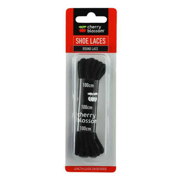 Cherry Blossom black round shoe laces 100cm