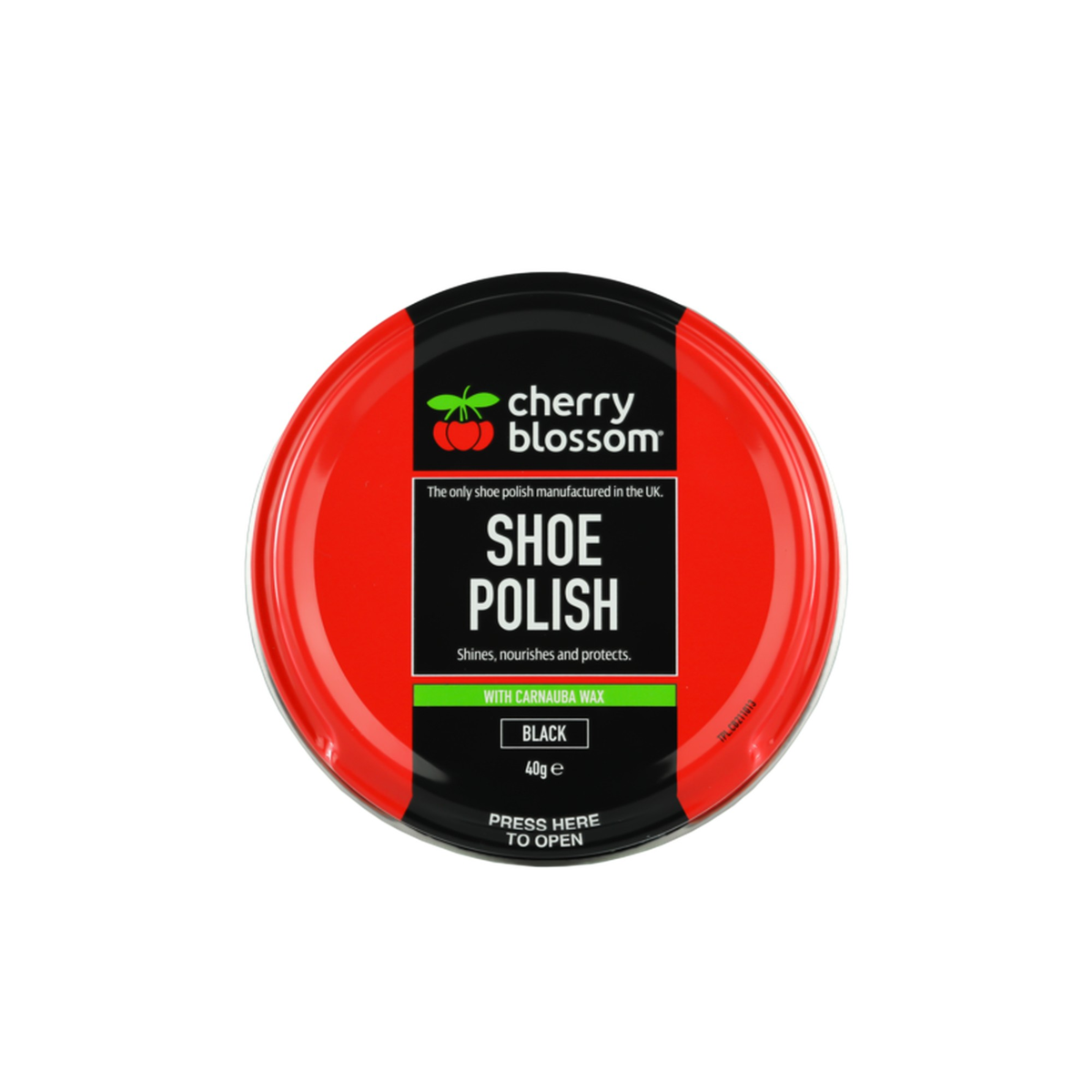 Cherry Blossom black shoe polish 40g tin