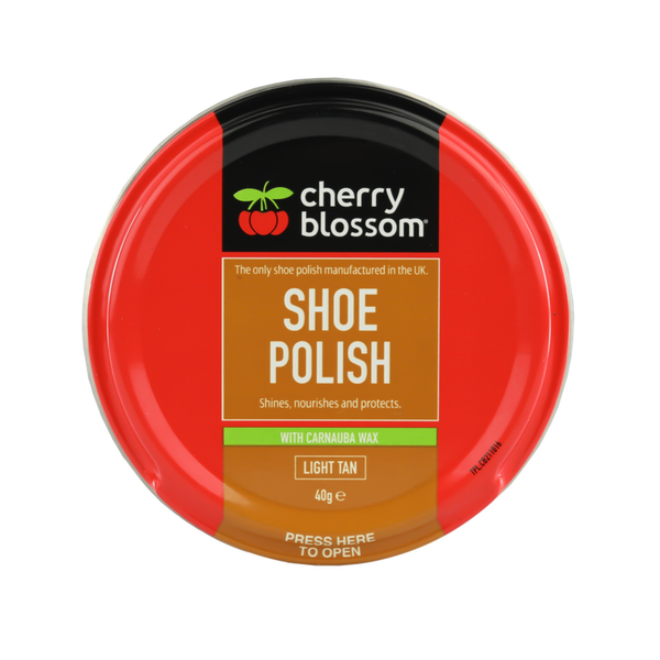 Cherry Blossom shoe polish in Light Tan, 40g tin